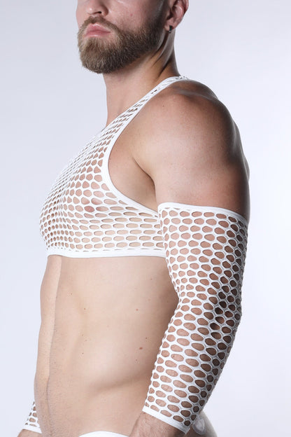 CellBlock 13 Vaux Galaxy Mesh Cropped Tank - White