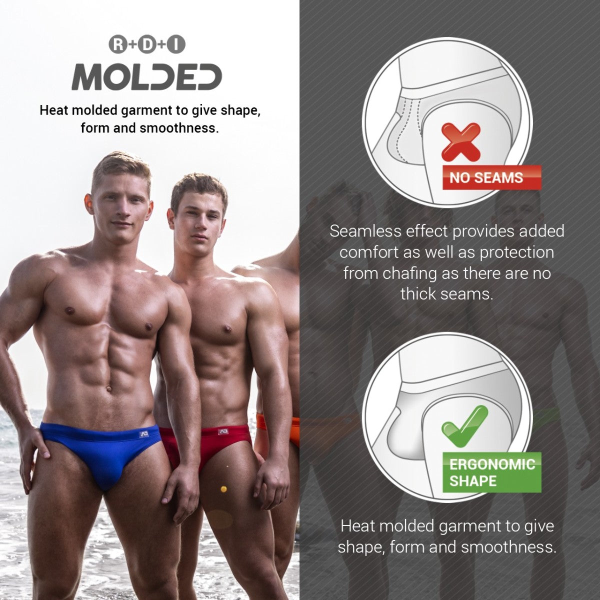 Ghana swim brief blue and red heat molded no-seam ergonomic design swim trunks for comfortable swimming