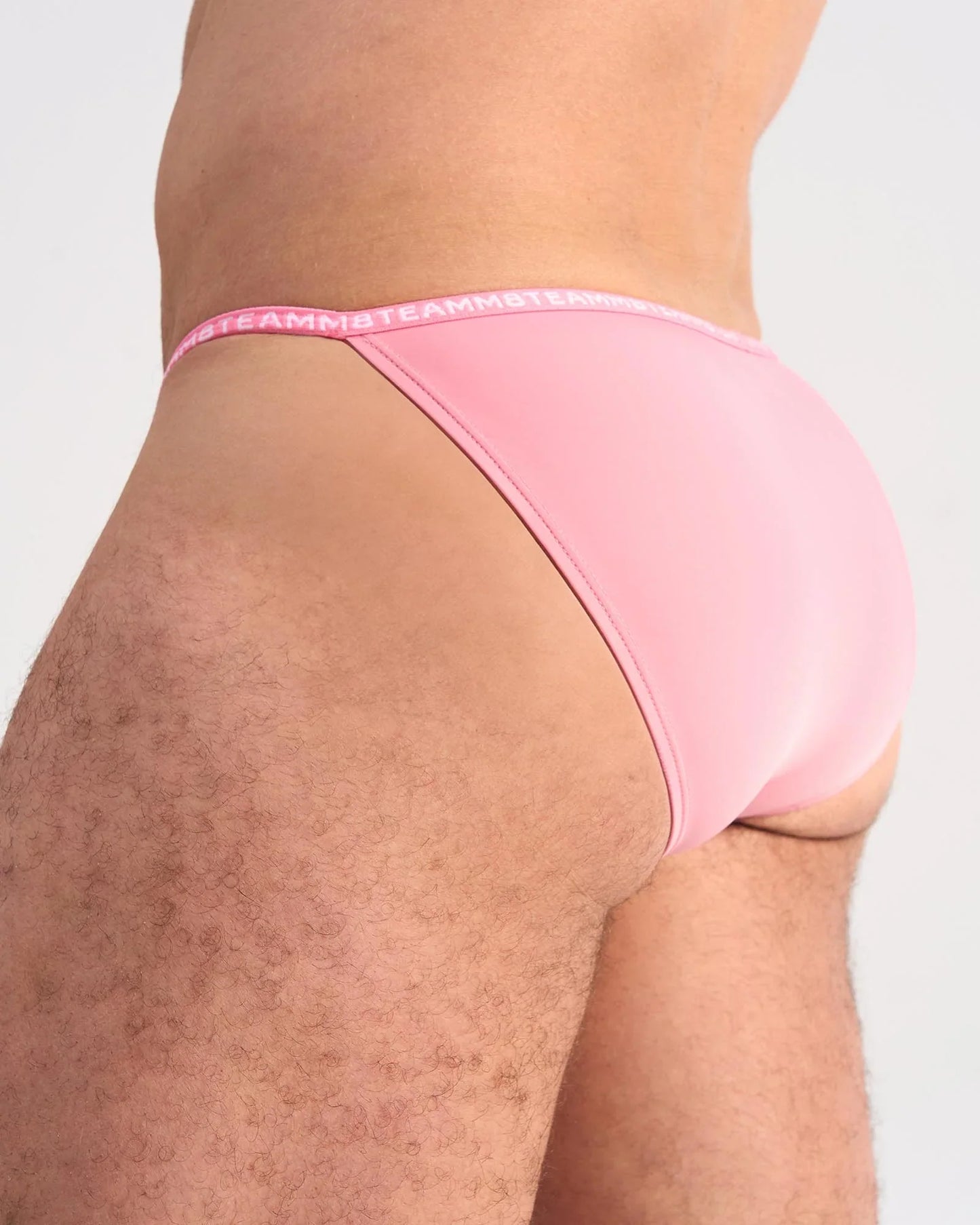 Pink glide micro brief with matching elastic waistband featuring teamster logo for comfortable everyday wear