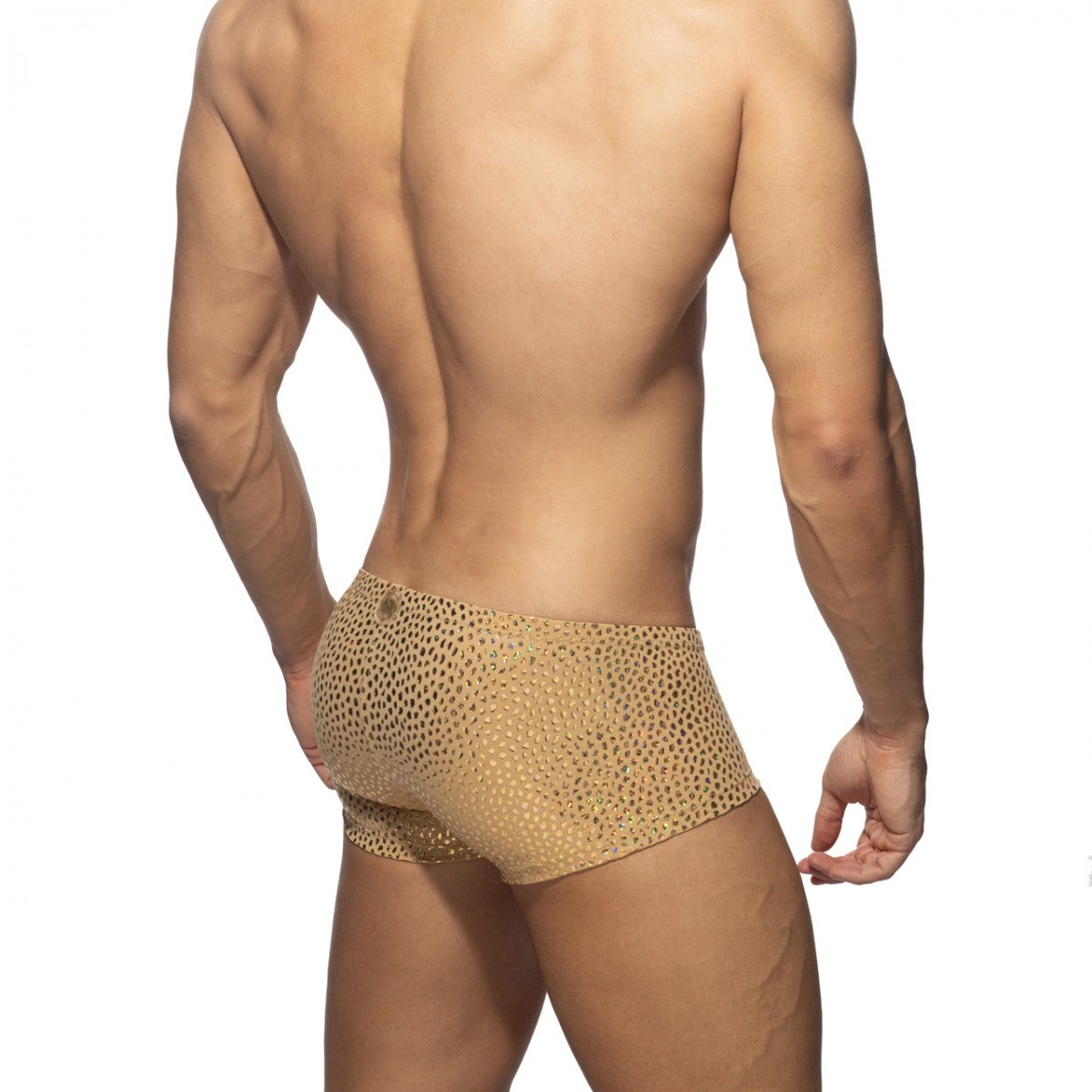Gold stones trunk men’s briefs in gold tone with mesh pattern and subtle shimmer for stylish comfort