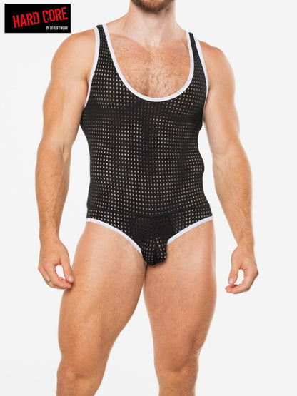 Hard Core 3538 Men's Peep Backless Singlet - Black