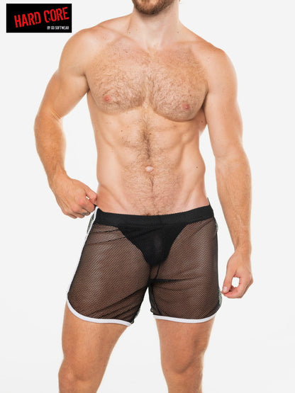 Hard Core 3539 Men's  Hard Core Peep Short with Built-In Jockstrap - Black