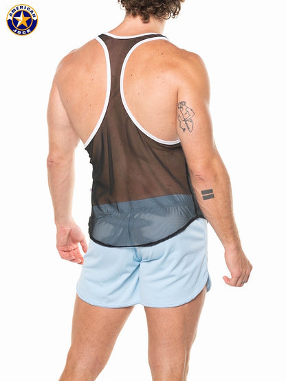 AMERICAN JOCK 8205 Men's Physique Mesh-Sporttanktop für Herren - Schwarz