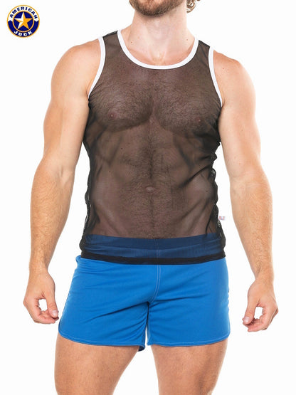 AMERICAN JOCK 8207 Men's Physique Mesh Tank Top - Black