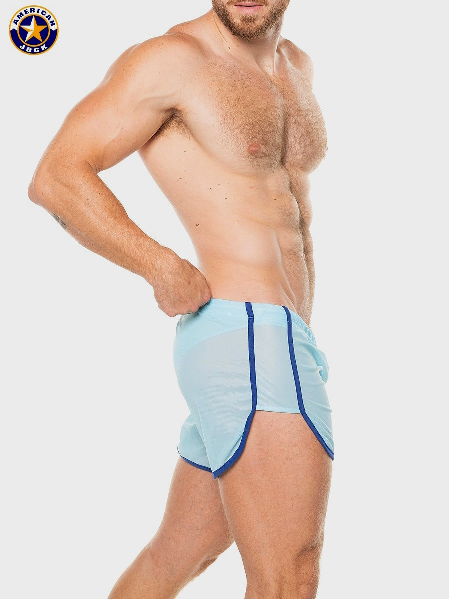 AMERICAN JOCK 8014 Herren-Wettkampf-Laufshorts mit Innenslip - Himmelblau/Royal