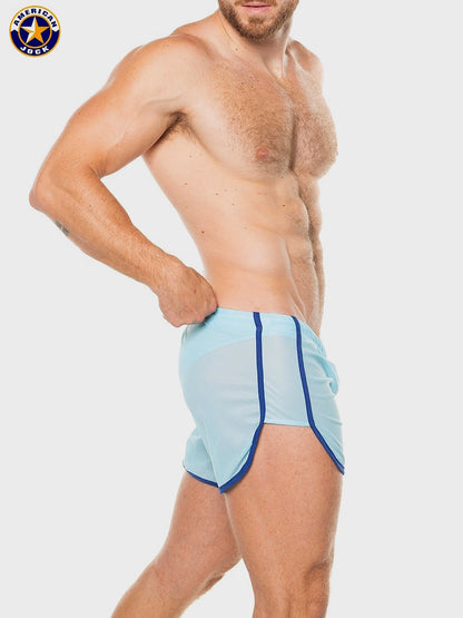 AMERICAN JOCK 8014 Herren-Wettkampf-Laufshorts mit Innenslip - Himmelblau/Royal