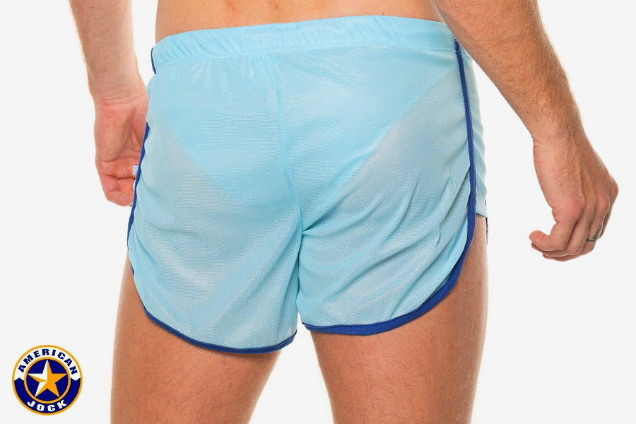 AMERICAN JOCK 8014 Herren-Wettkampf-Laufshorts mit Innenslip - Himmelblau/Royal