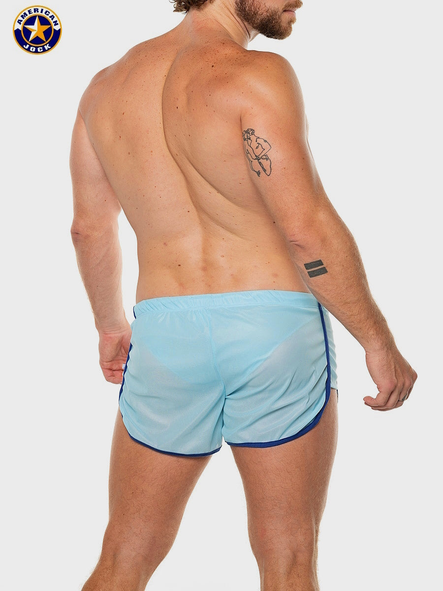 AMERICAN JOCK 8014 Herren-Wettkampf-Laufshorts mit Innenslip - Himmelblau/Royal