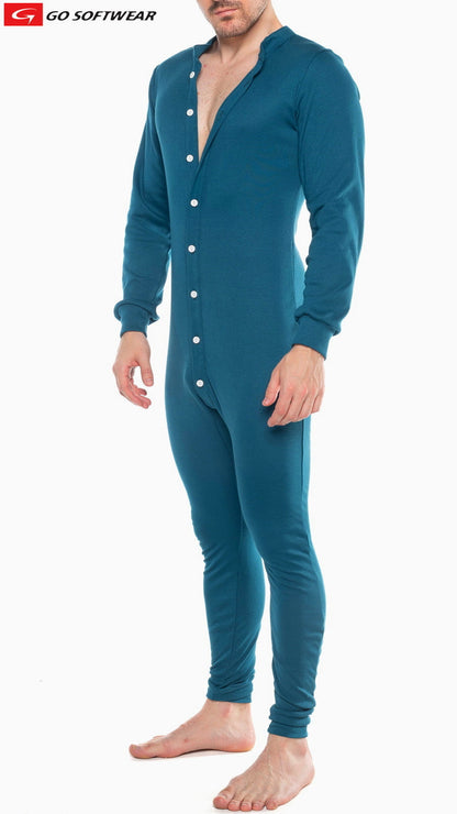 Go Softwear 4706 Herren Lumber Jack Union Suit mit offenem Rücken - Blaugrün
