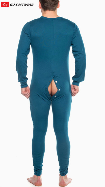 Go Softwear 4706 Herren Lumber Jack Union Suit mit offenem Rücken - Blaugrün