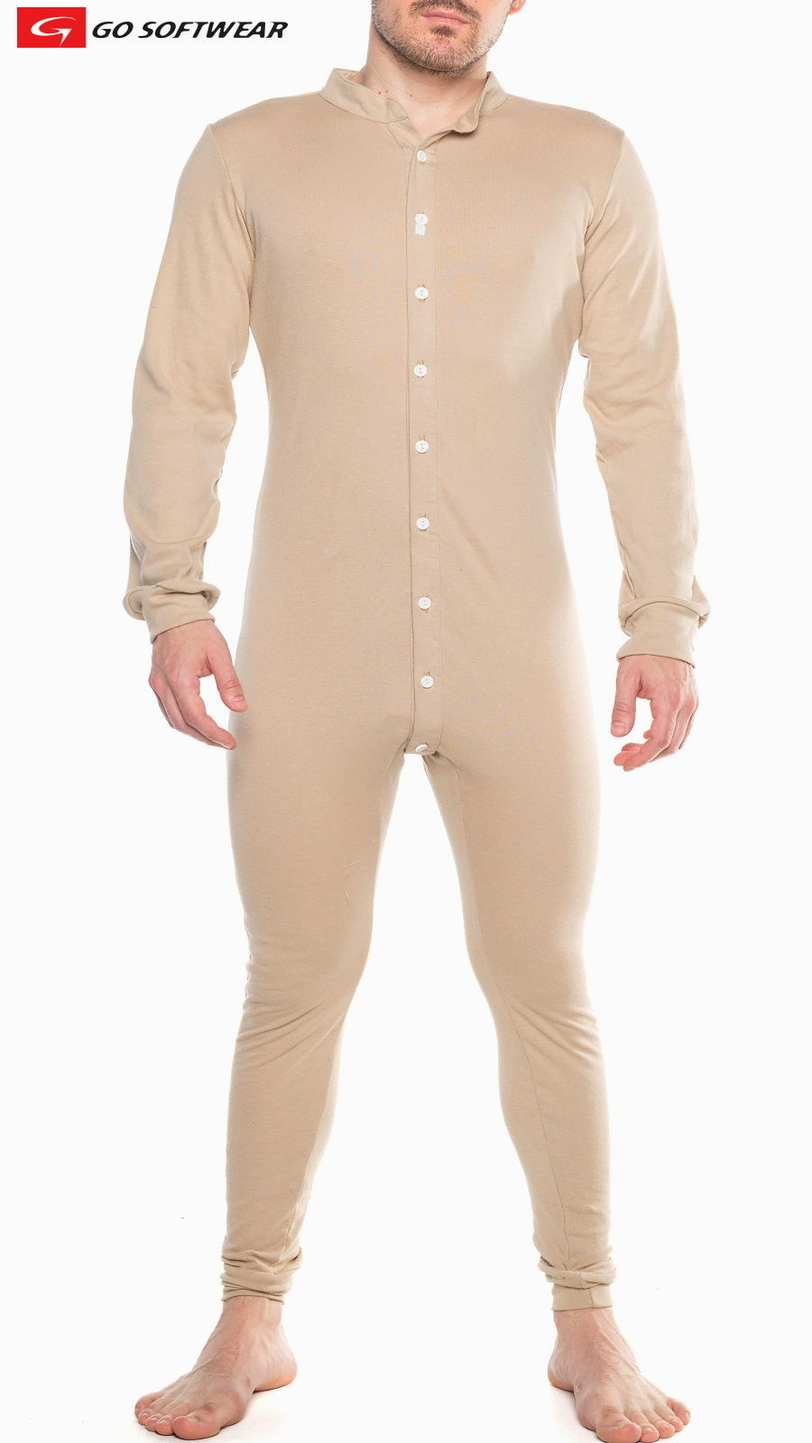 Go Softwear 4706 Herren Lumber Jack Union Suit mit offenem Rücken - Kiesel-Beige