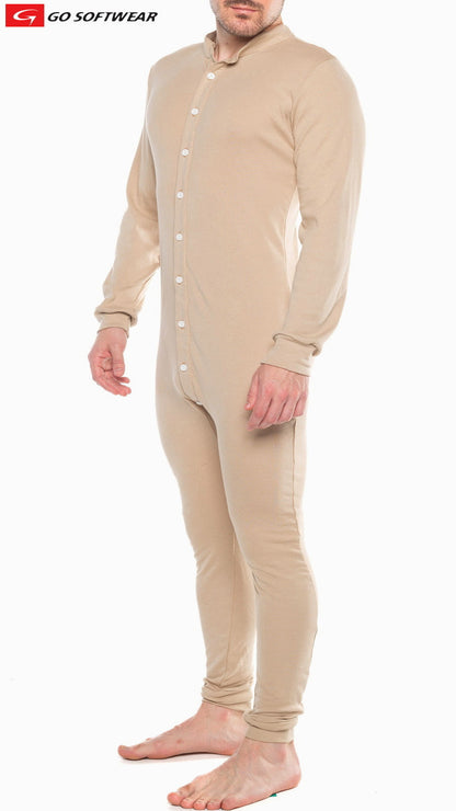 Go Softwear 4706 Herren Lumber Jack Union Suit mit offenem Rücken - Kiesel-Beige