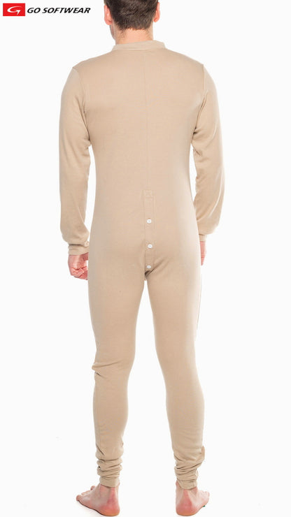 Go Softwear 4706 Herren Lumber Jack Union Suit mit offenem Rücken - Kiesel-Beige
