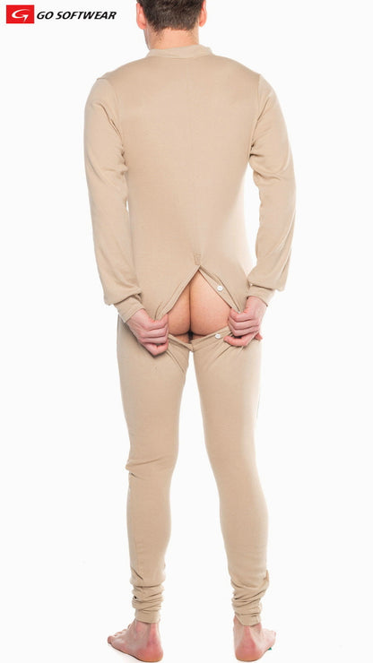 Go Softwear 4706 Herren Lumber Jack Union Suit mit offenem Rücken - Kiesel-Beige