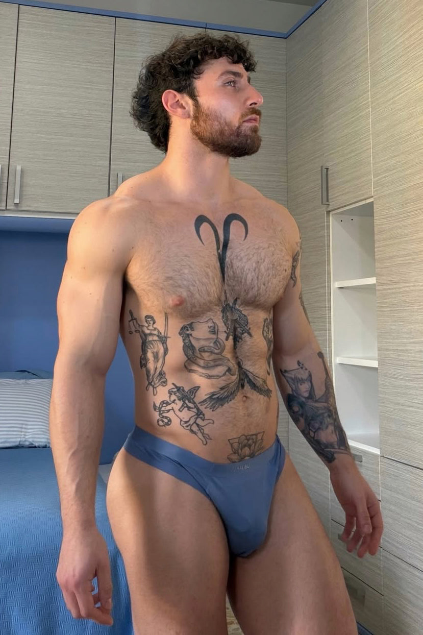 JJ Malibu Men's Premium Modal Athletic Thong - Steel Blue