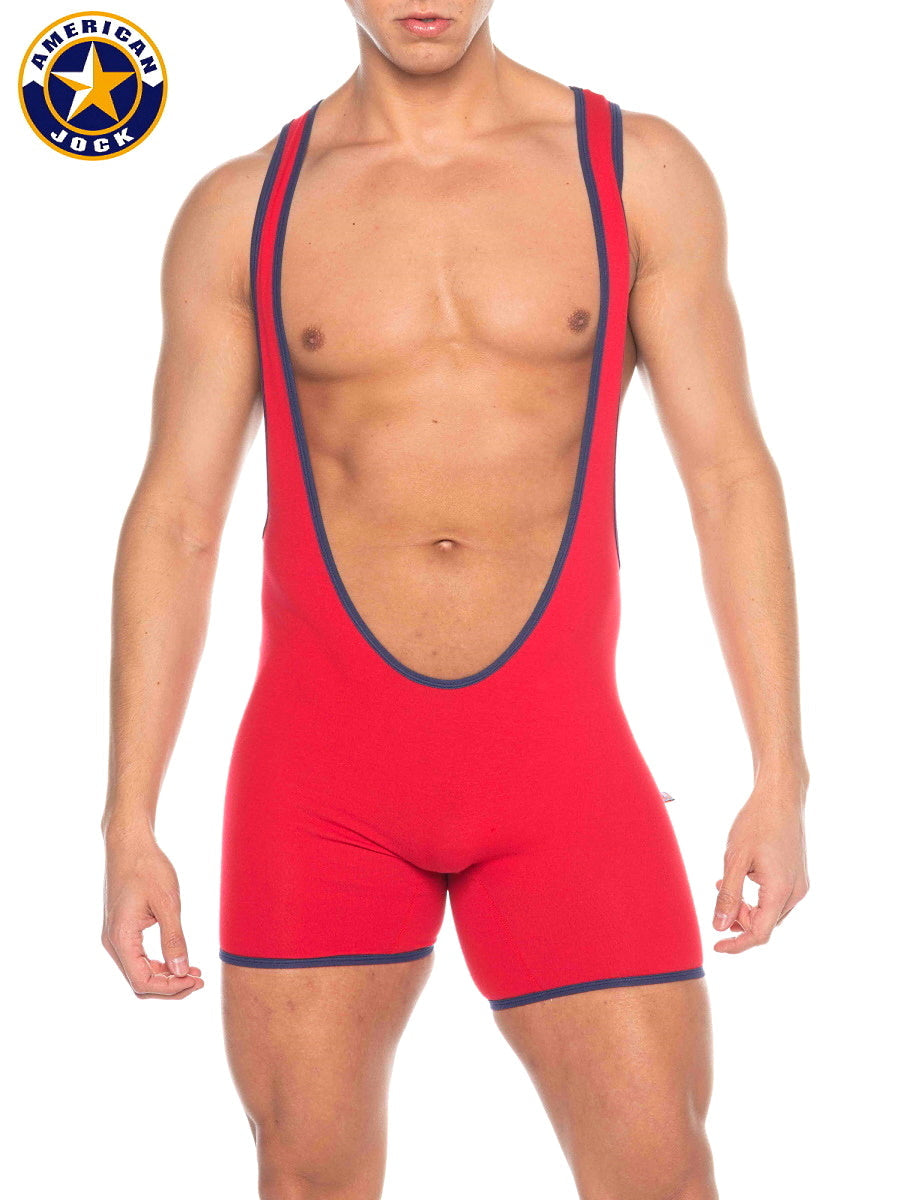 AMERICAN JOCK 8218 Herren Phys Ed Super Scoop Singlet - Rot