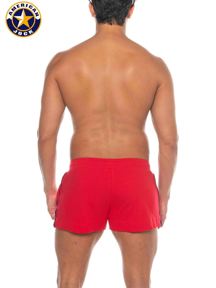 AMERICAN JOCK 8212 Herren Phys Ed Volley-Shorts mit Taschen - Rot