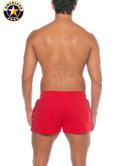 AMERICAN JOCK 8212 Herren Phys Ed Volley-Shorts mit Taschen - Rot