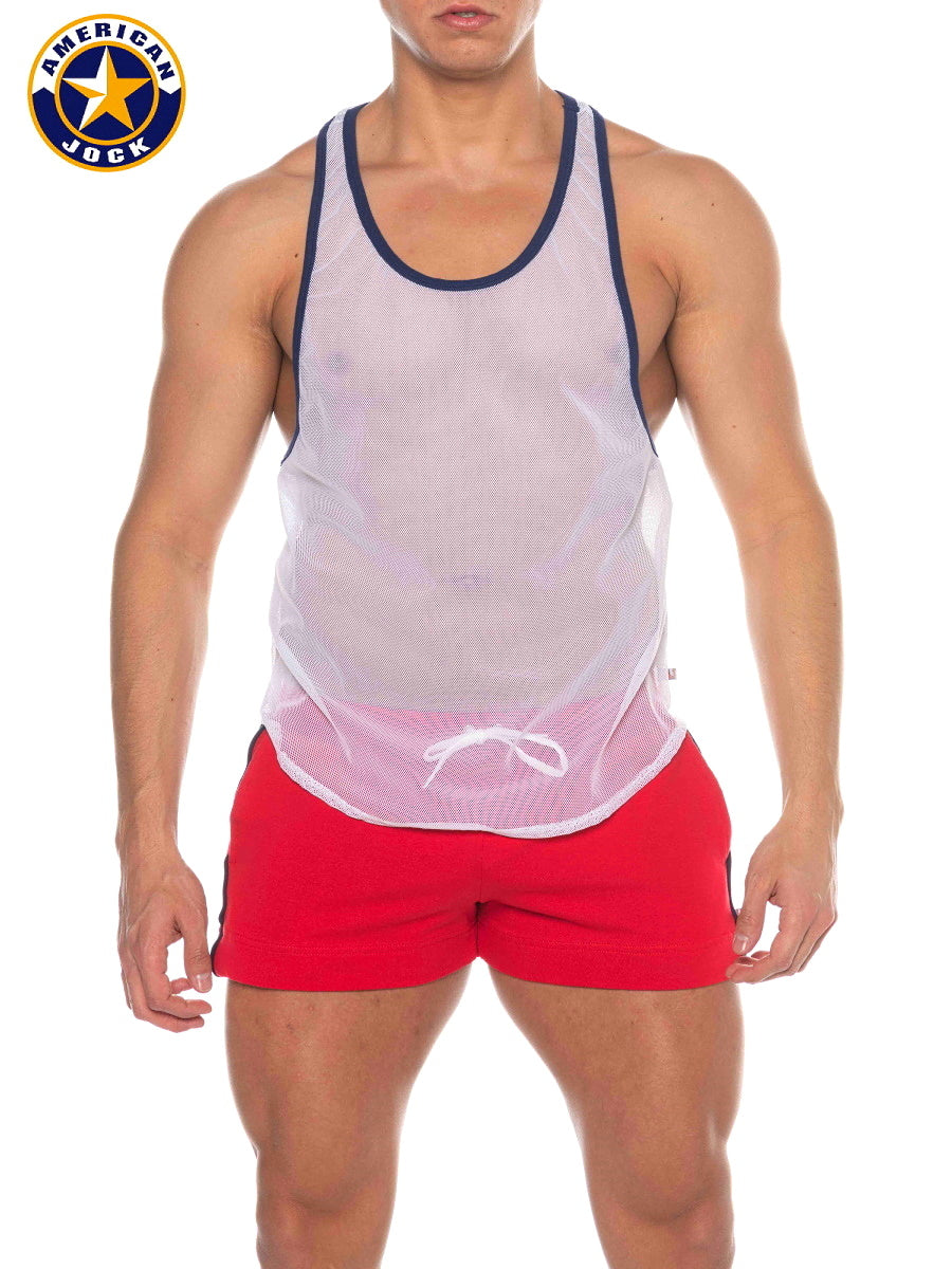 AMERICAN JOCK 8205 Herren Phys Ed Bodybuilder Tanktop - Weiß