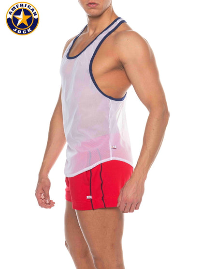 AMERICAN JOCK 8205 Herren Phys Ed Bodybuilder Tanktop - Weiß