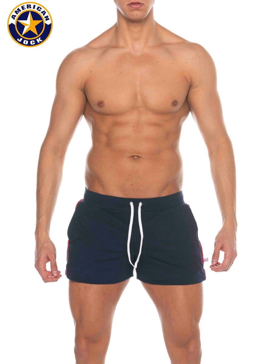 AMERICAN JOCK 8212 Herren Phys Ed Volley-Shorts mit Taschen - Marineblau
