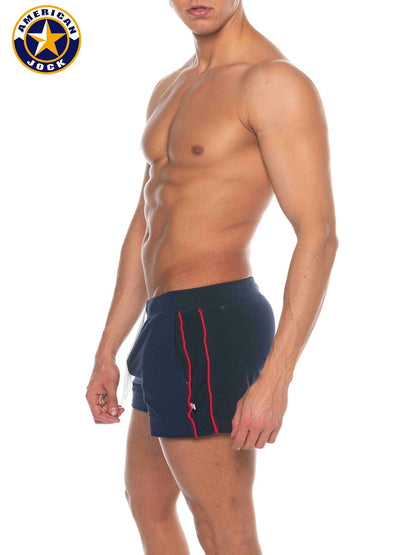 AMERICAN JOCK 8212 Herren Phys Ed Volley-Shorts mit Taschen - Marineblau