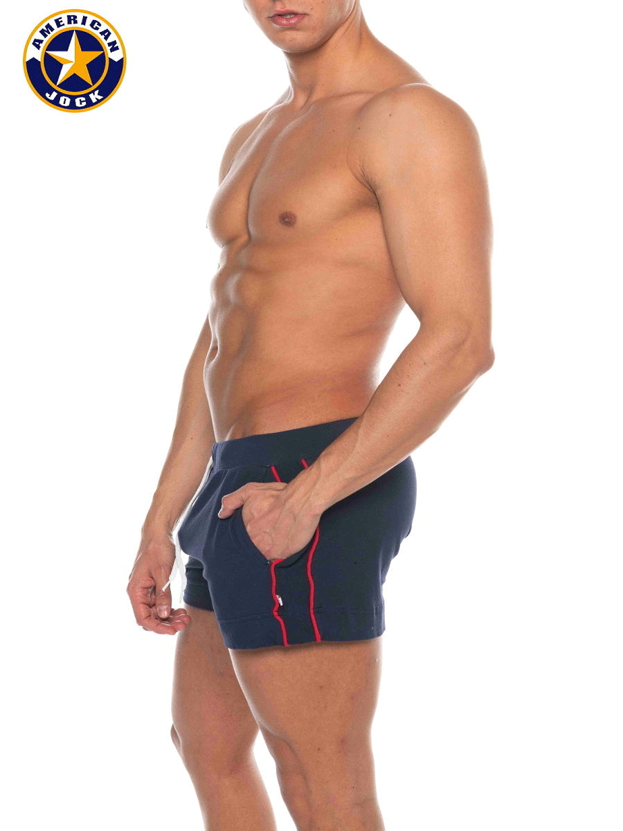 AMERICAN JOCK 8212 Herren Phys Ed Volley-Shorts mit Taschen - Marineblau