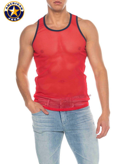 AMERICAN JOCK 8207 Herren Phys Ed Mesh Tank-Top - Rot