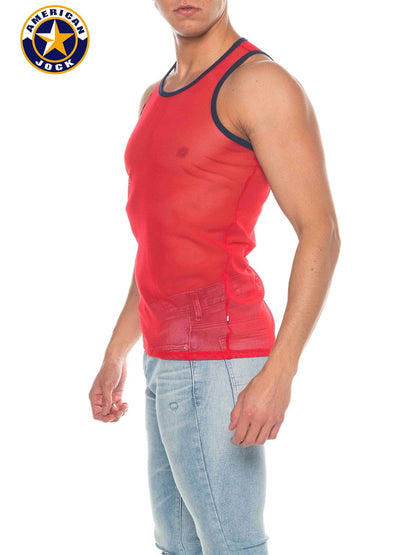 AMERICAN JOCK 8207 Herren Phys Ed Mesh Tank-Top - Rot