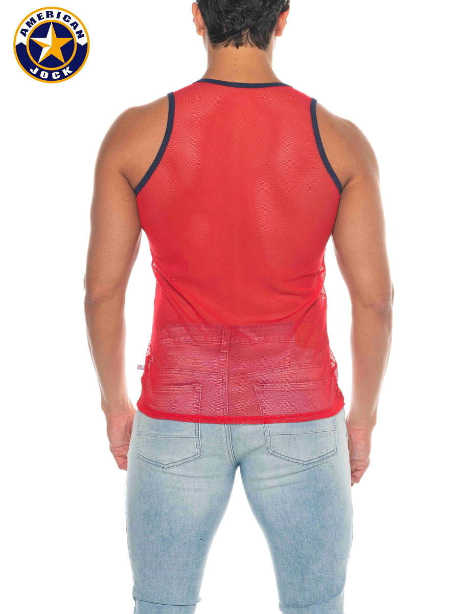 AMERICAN JOCK 8207 Herren Phys Ed Mesh Tank-Top - Rot