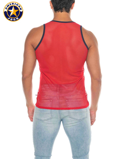 AMERICAN JOCK 8207 Herren Phys Ed Mesh Tank-Top - Rot