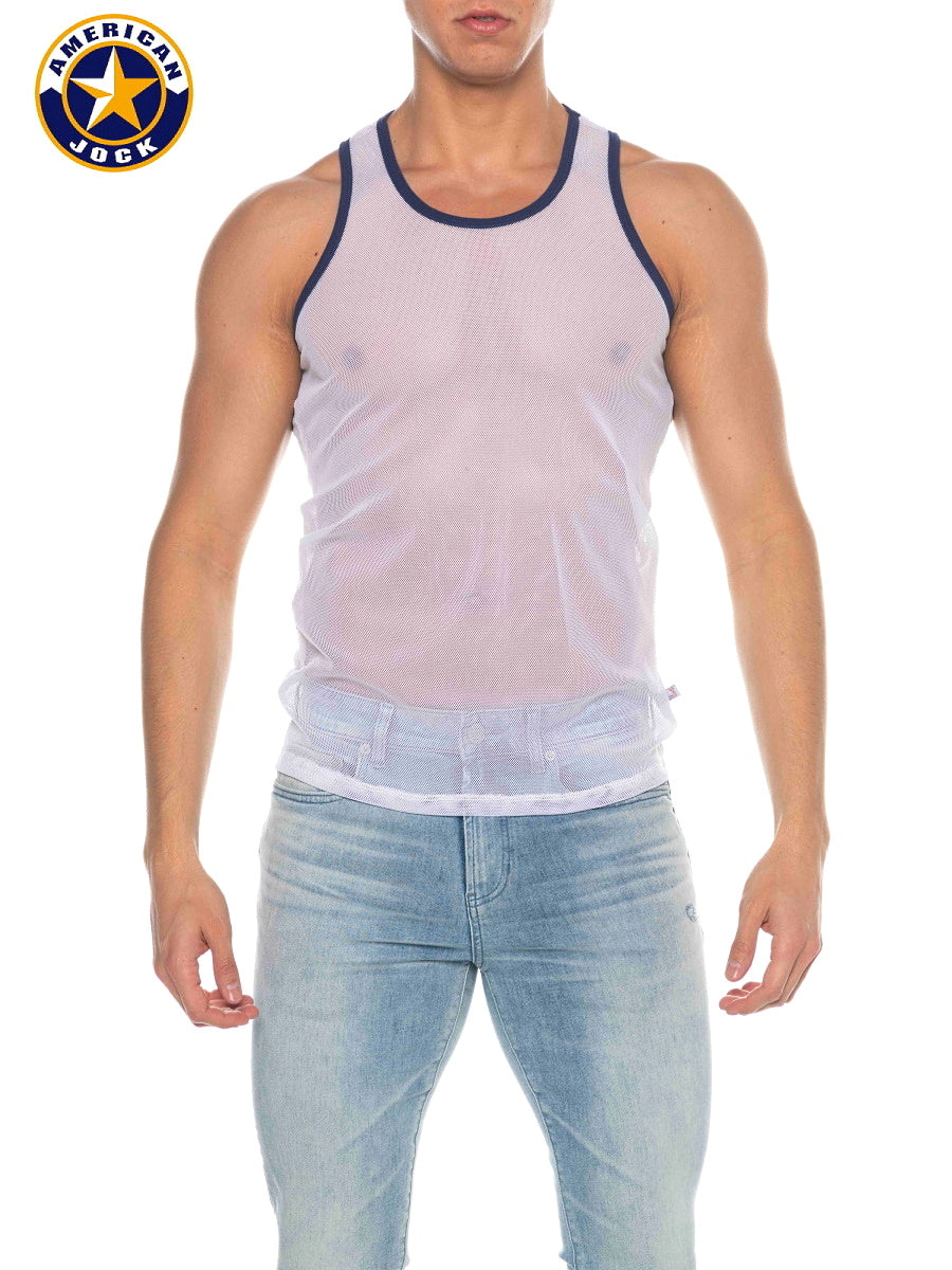 AMERICAN JOCK 8207 Herren Phys Ed Mesh Tanktop - Weiß