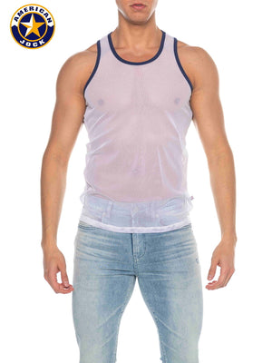 Débardeur en maille filet pour homme AMERICAN JOCK 8207 Phys Ed - Blanc