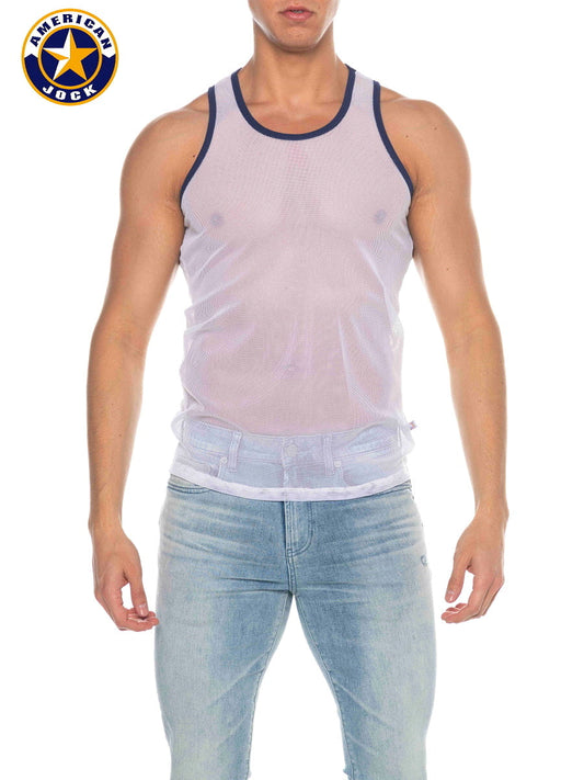 AMERICAN JOCK 8207 Men's Phys Ed Mesh Tank Top - White
