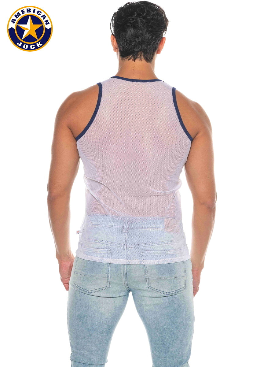AMERICAN JOCK 8207 Herren Phys Ed Mesh Tanktop - Weiß