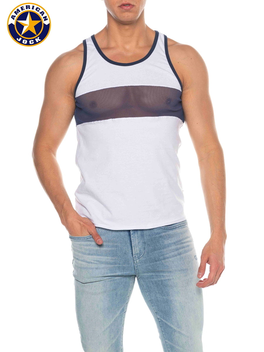 AMERICAN JOCK 8210 Herren Phys Ed Track Tanktop - Weiß