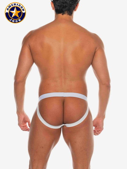 AMERICAN JOCK 8598 Men's Basics Suspensory Jockstrap - White/Black