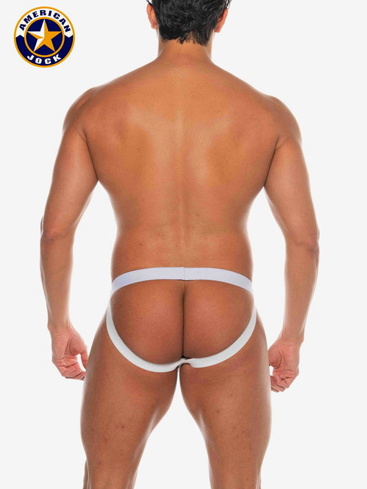 AMERICAN JOCK 8598 Men's Basics Suspensory Jockstrap - White/Black