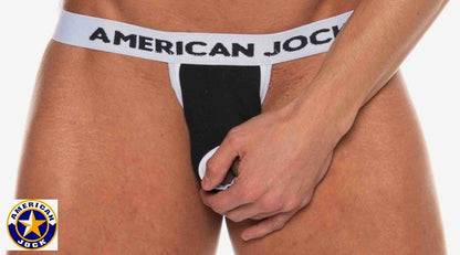 AMERICAN JOCK 8598 Men's Basics Suspensory Jockstrap - Black/White