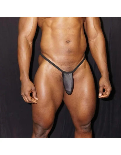 Arroyman Herren-G-String aus geripptem Graphit mit Beutel RIB037L