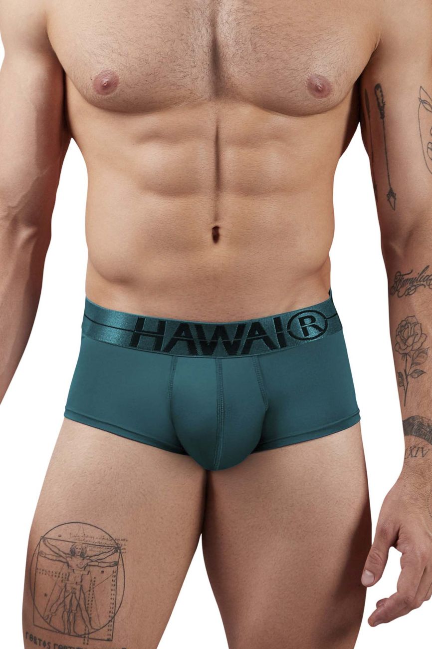 Teal green hawaï 41961 microfiber men’s briefs with black waistband logo for comfortable everyday wear