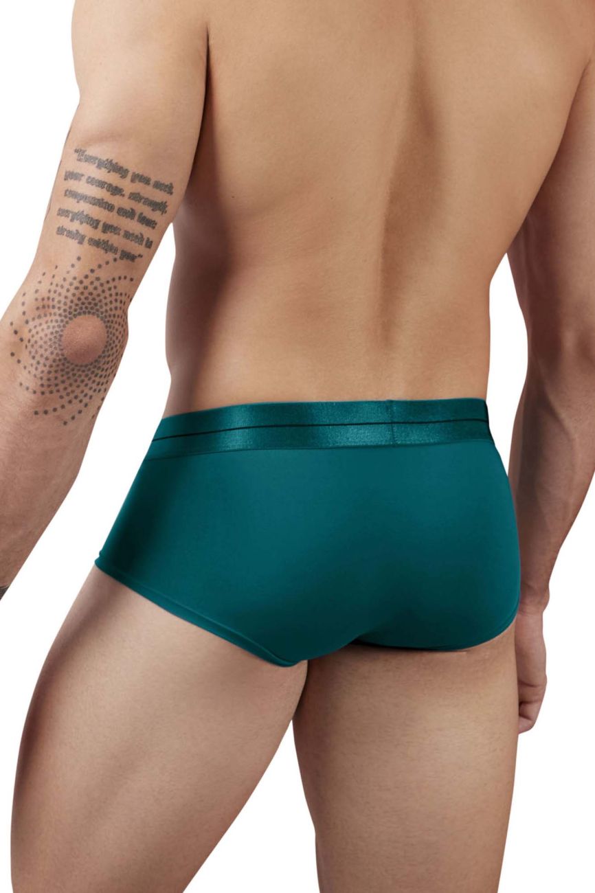 Teal satin microfiber briefs with a smooth glossy finish from HAWAI 41961 collection color green