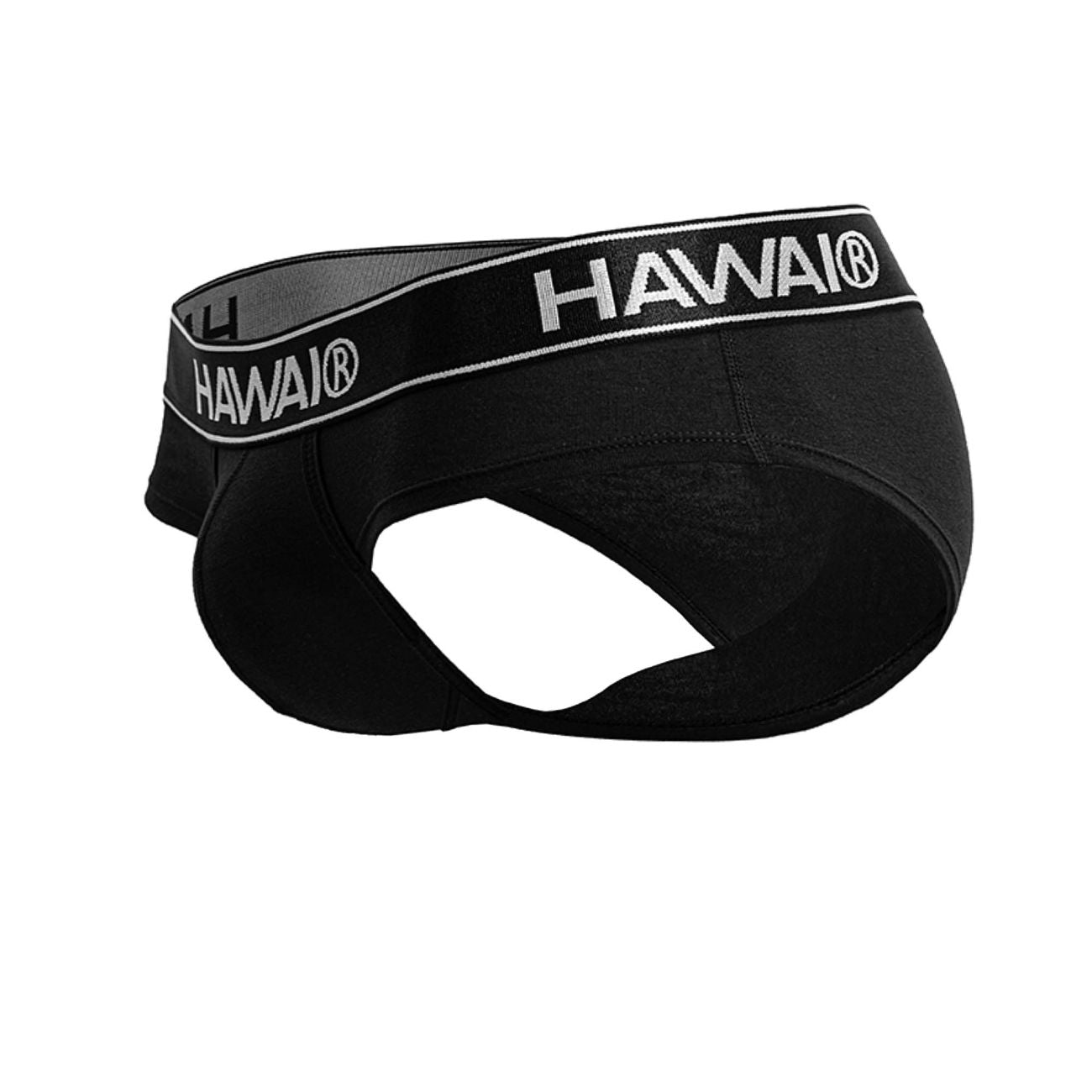 Black hawai 41962 cotton blend briefs in black with sleek form fitting design and white logo trim