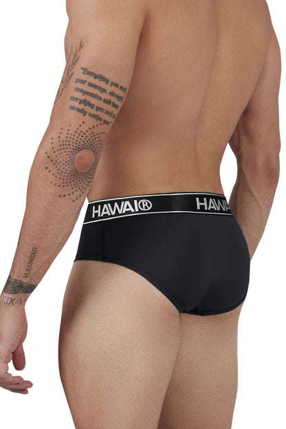 Black Havaianas men’s microfiber briefs with a white elastic waistband featuring bold black brand letters