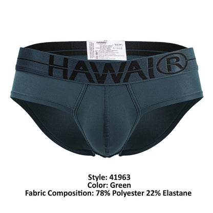 Dark green hawai microfiber briefs made of 78% polyester and 22% elastane for comfortable everyday wear