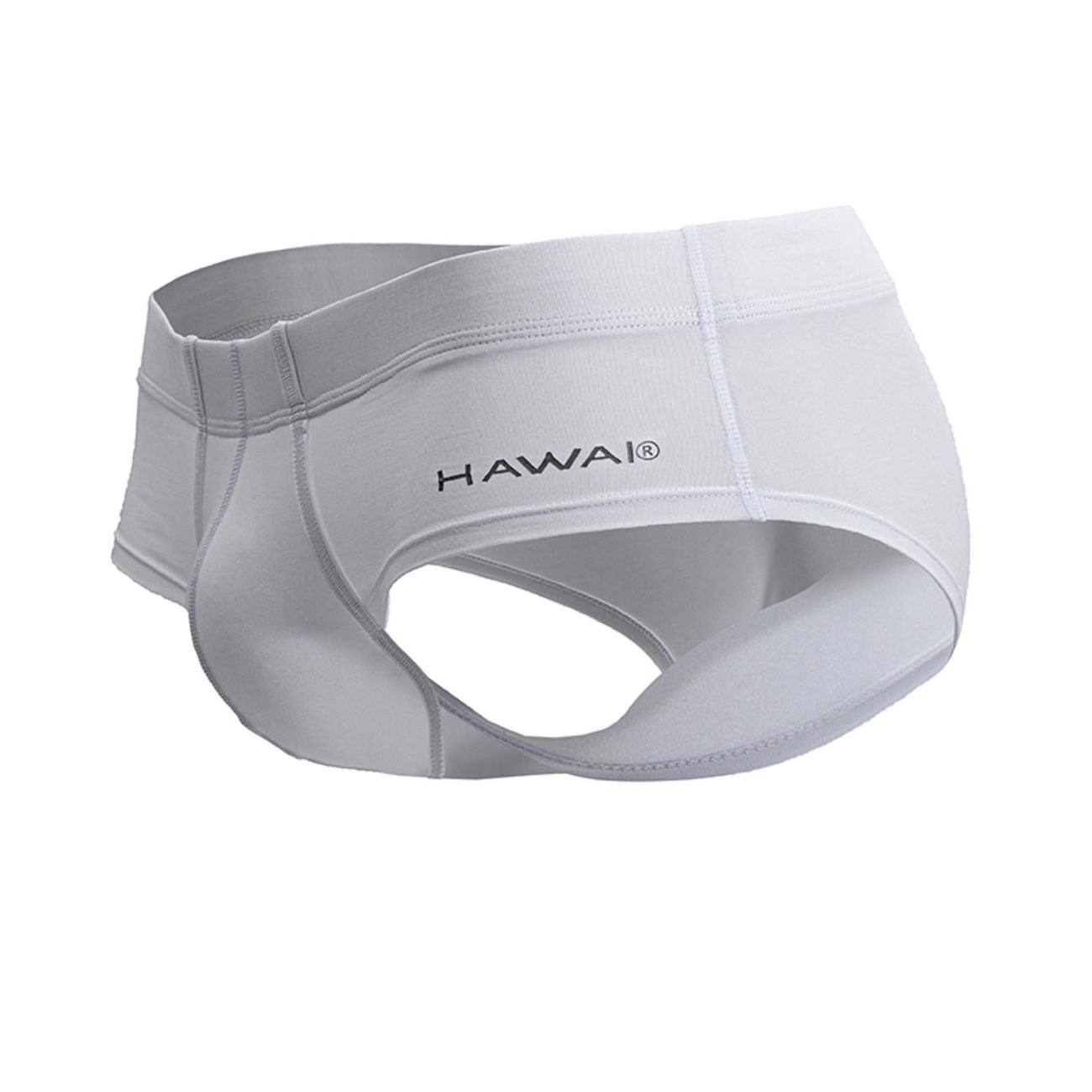 White hawai 42241 microfiber men’s briefs in white with smooth fit and subtle stitching details front view