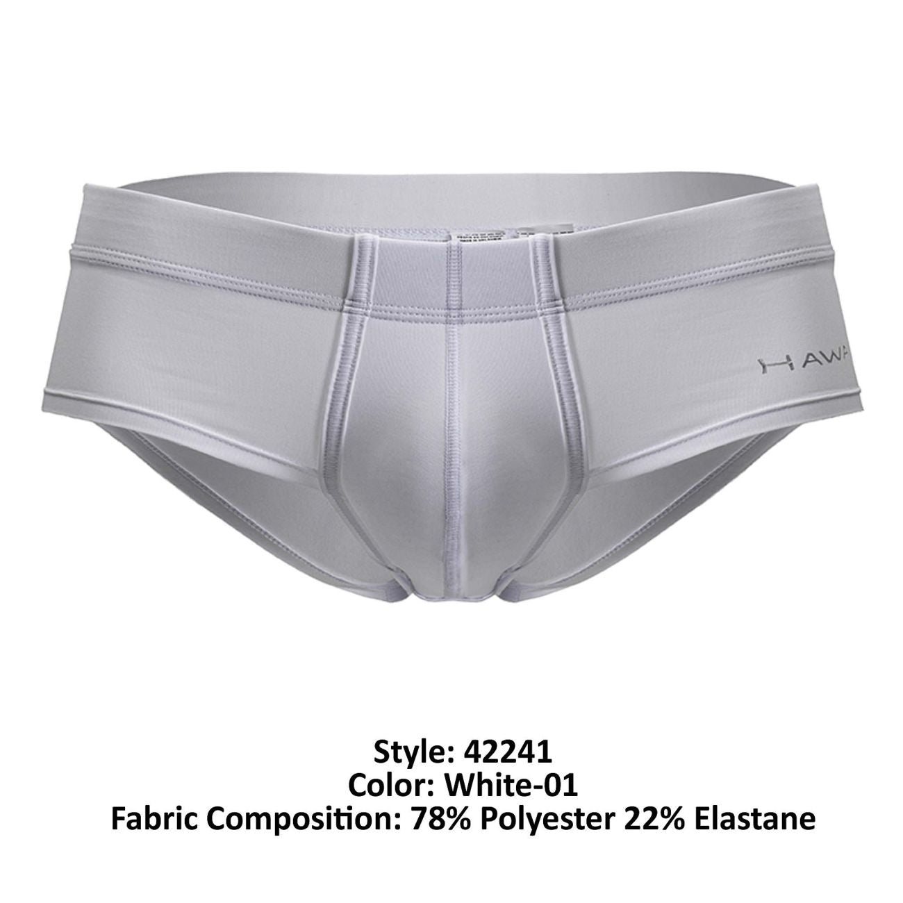 White hawai 42241 microfiber men’s briefs made of 78% polyester and 22% elastane in white color