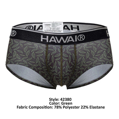 Hawai 42380 printed briefs men’s underwear in black and green with leaf pattern for comfortable everyday wear