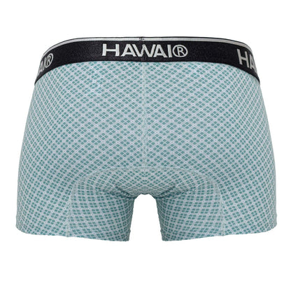 Light blue hawaï 42421 printed boxer briefs with a subtle geometric pattern and black waistband with hawaï logo