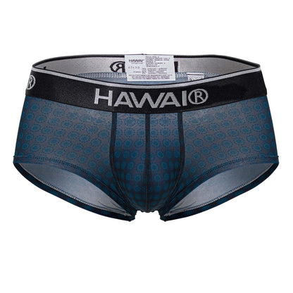 Hawaii 42430 printed men’s briefs in dark teal with subtle pattern and black elastic waistband in blue color